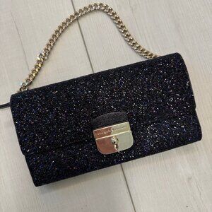 Kate Spade Evening Purse, Black Glitter with Chain